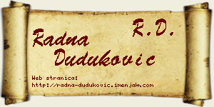 Radna Duduković vizit kartica